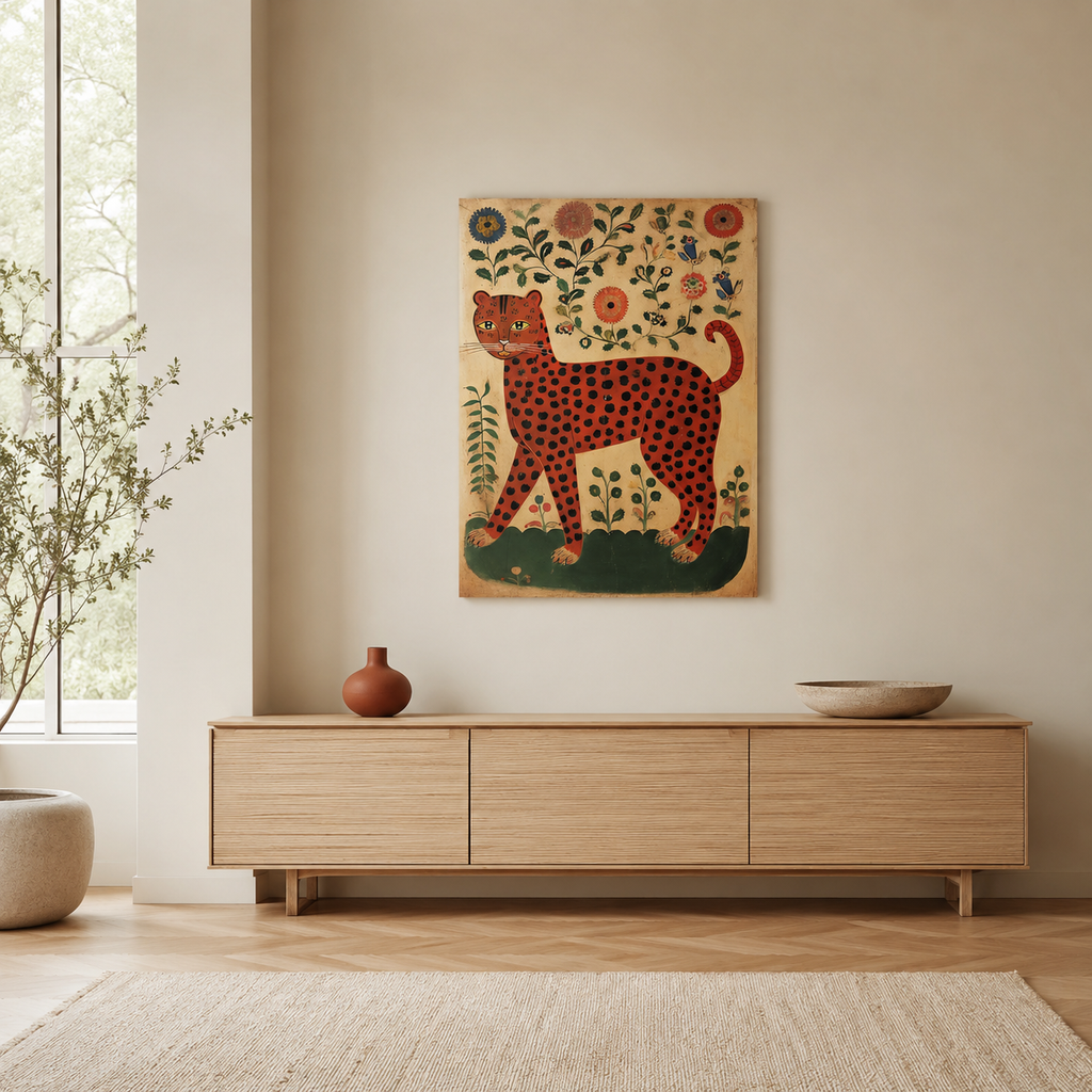 The Folk Leopard — A Naive Art Portrait