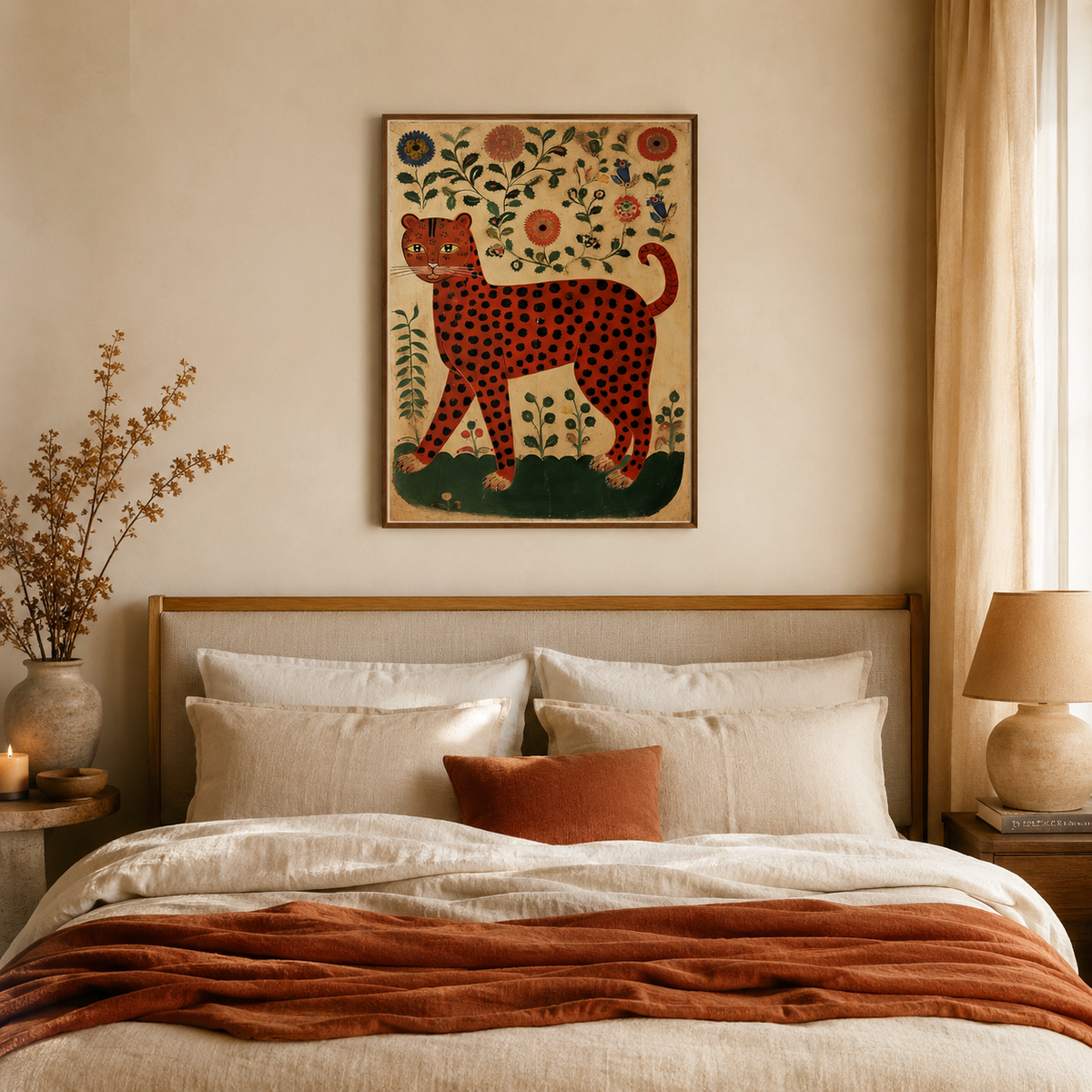 The Folk Leopard — A Naive Art Portrait
