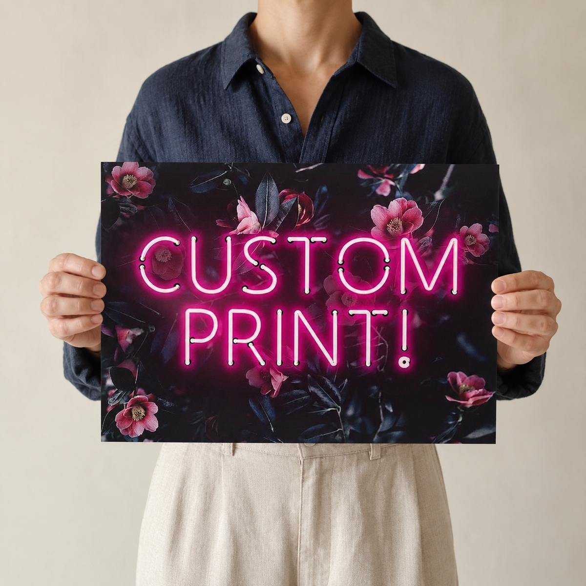 Your Words in Neon — Landscape Custom Print
