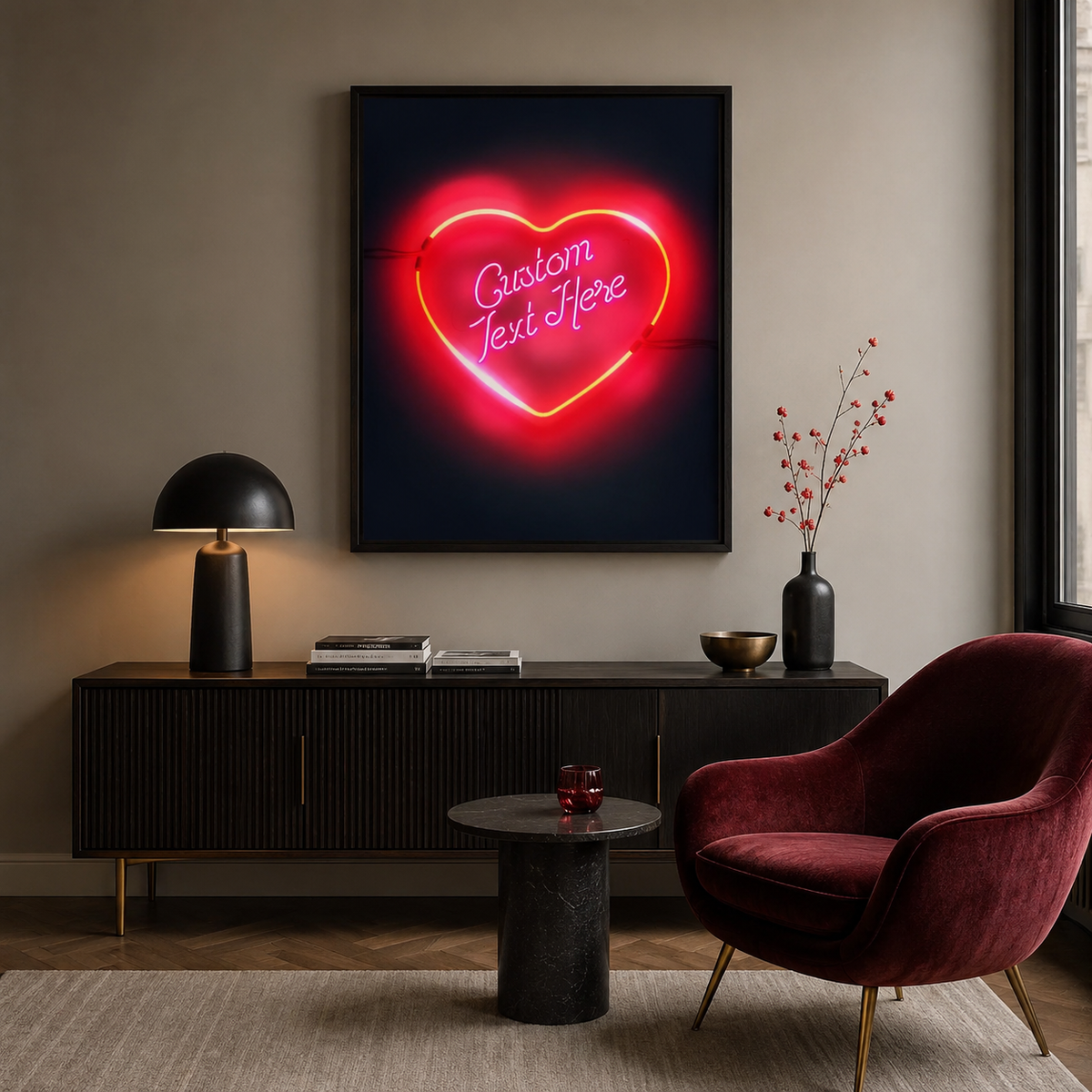 Your Words in a Neon Heart — Custom Love Print