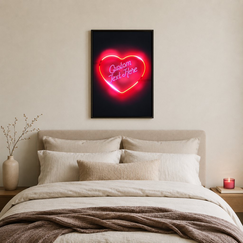 Your Words in a Neon Heart — Custom Love Print