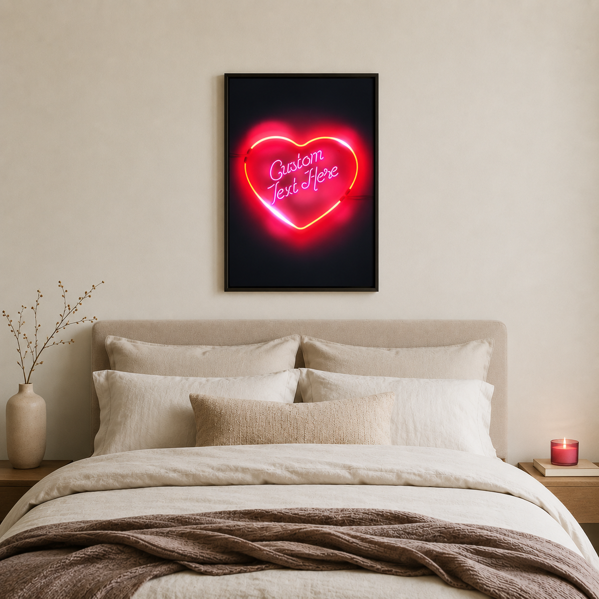 Your Words in a Neon Heart — Custom Love Print