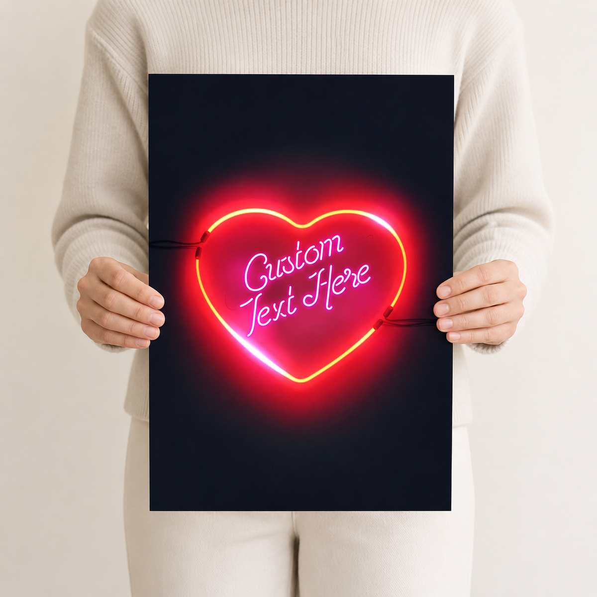 Your Words in a Neon Heart — Custom Love Print