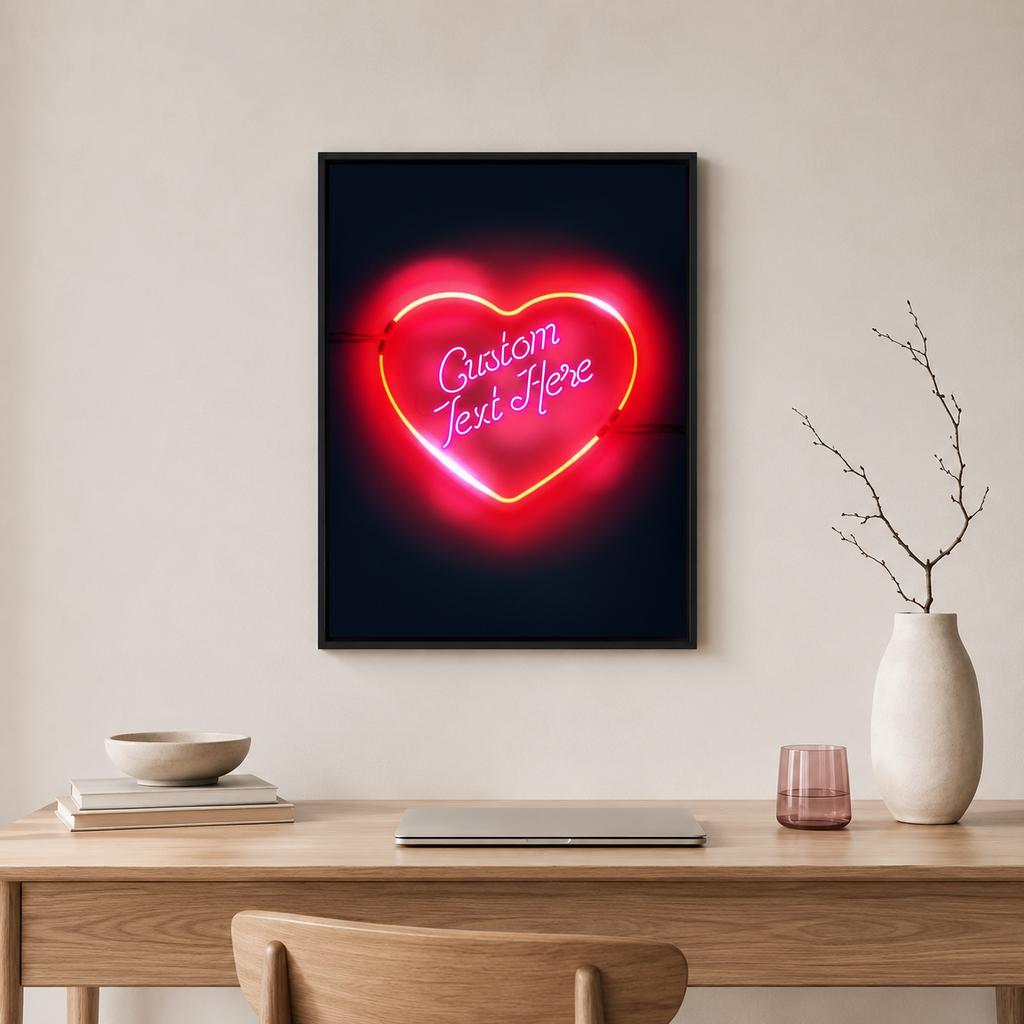 Your Words in a Neon Heart — Custom Love Print