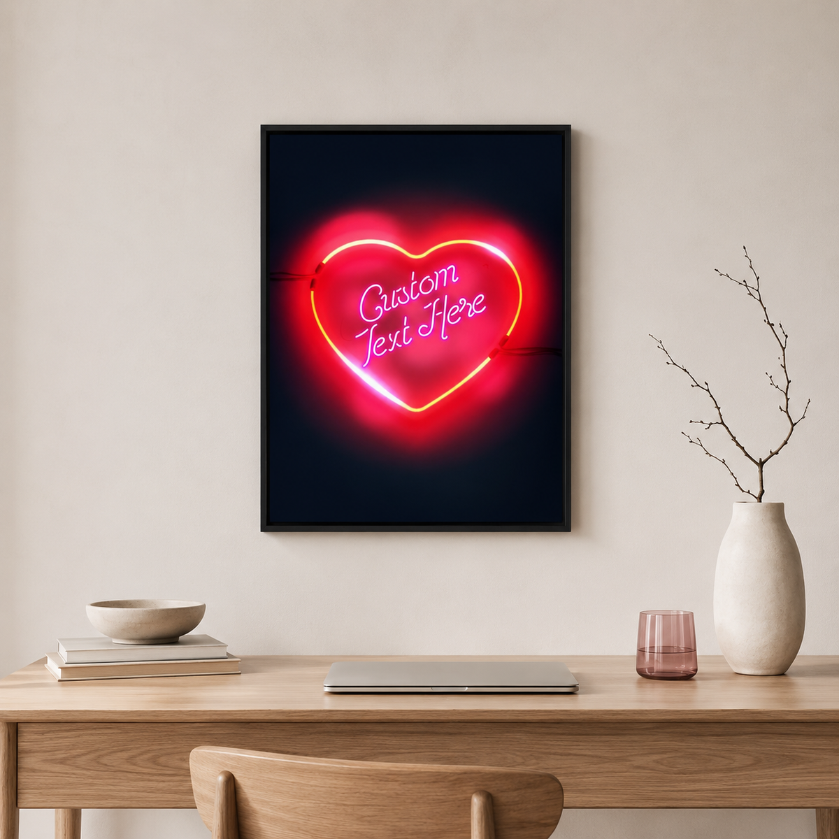 Your Words in a Neon Heart — Custom Love Print