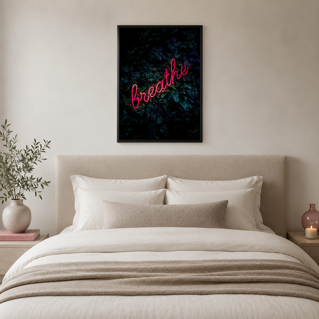 Breathe — Neon-Style Botanical Print