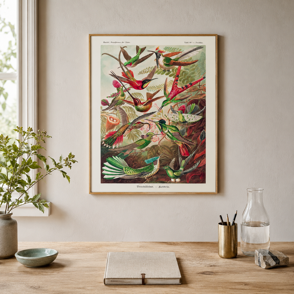 Hummingbirds in Flight — A Vintage Natural History Print