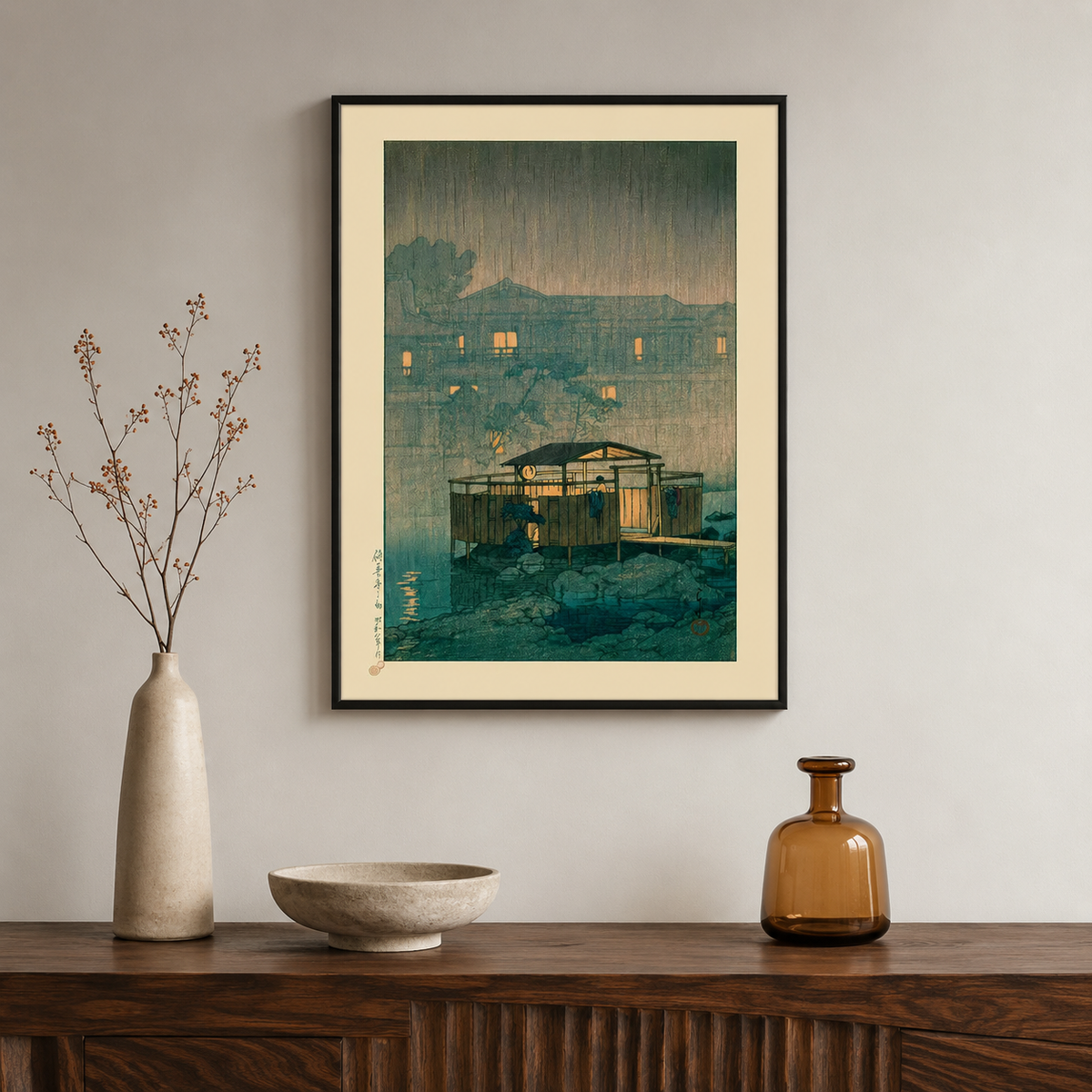 Shuzenji in the Rain By Hasui Kawase