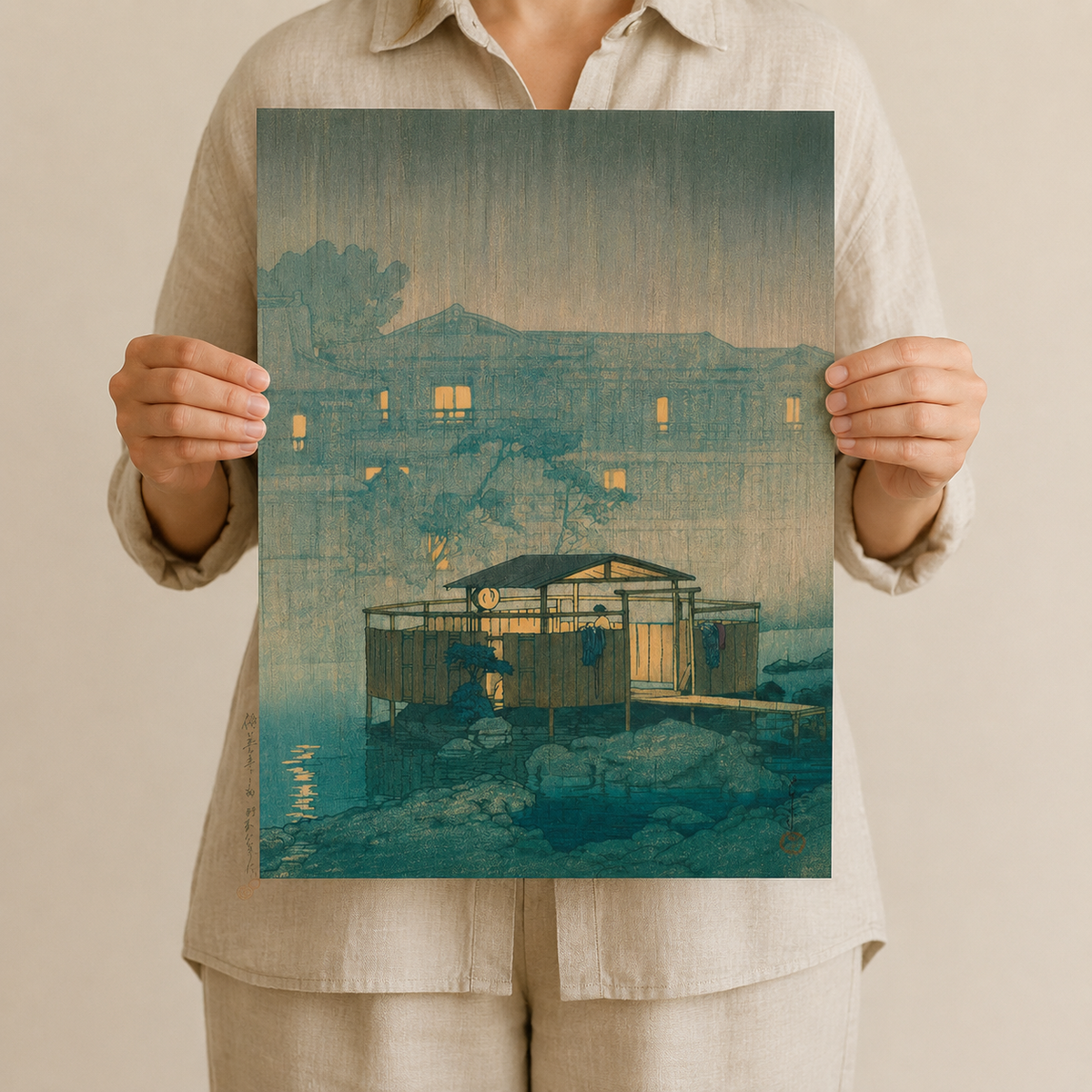 Shuzenji in the Rain By Hasui Kawase