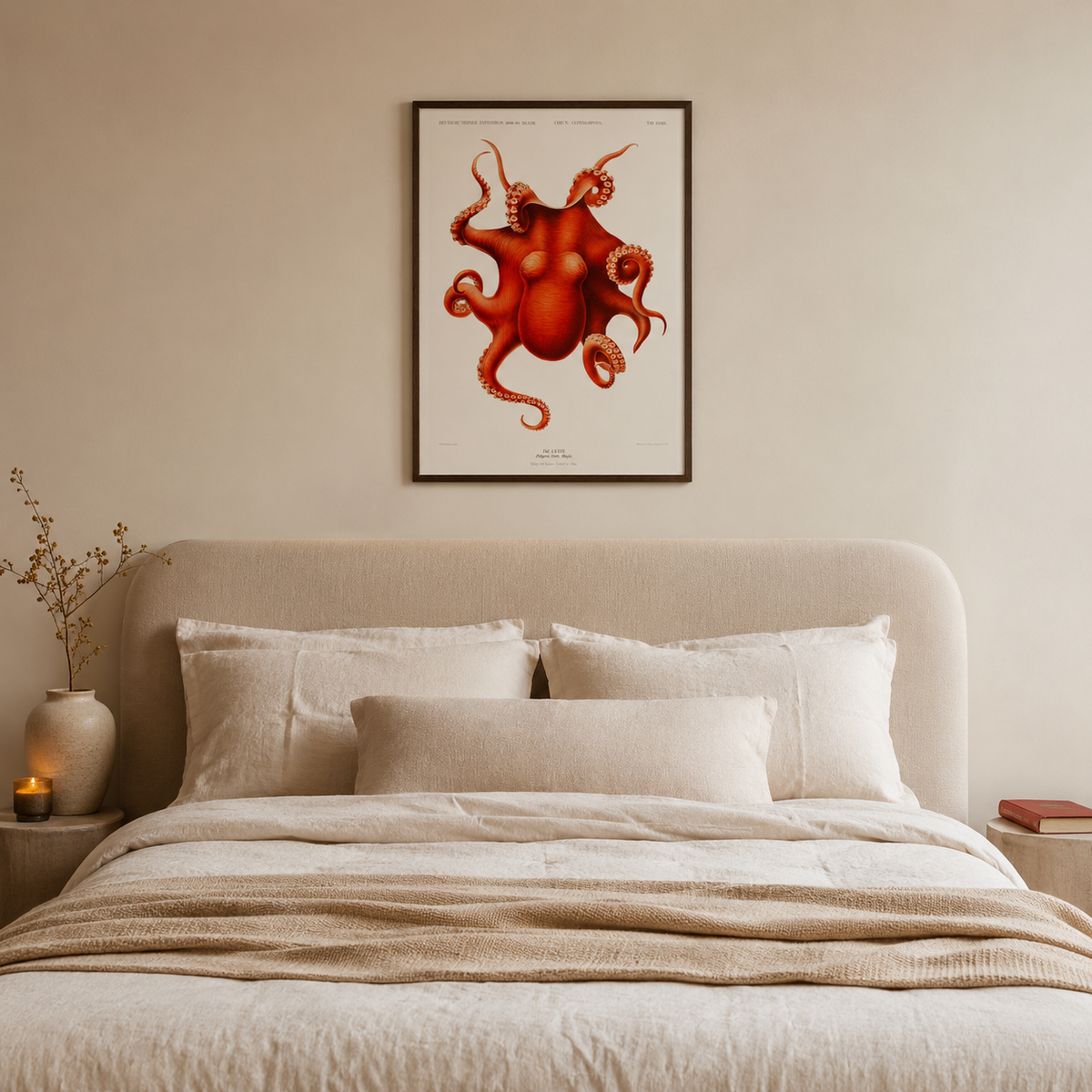 The Red Octopus — A Vintage Natural History Print