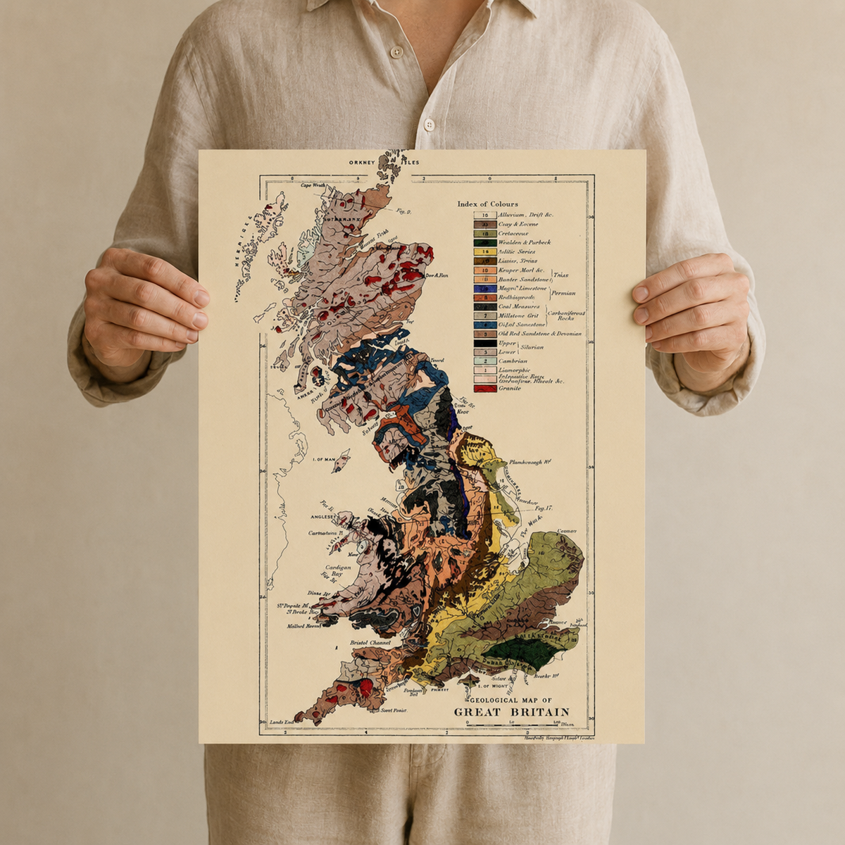 Geological Map of Great Britain — A Vintage Print