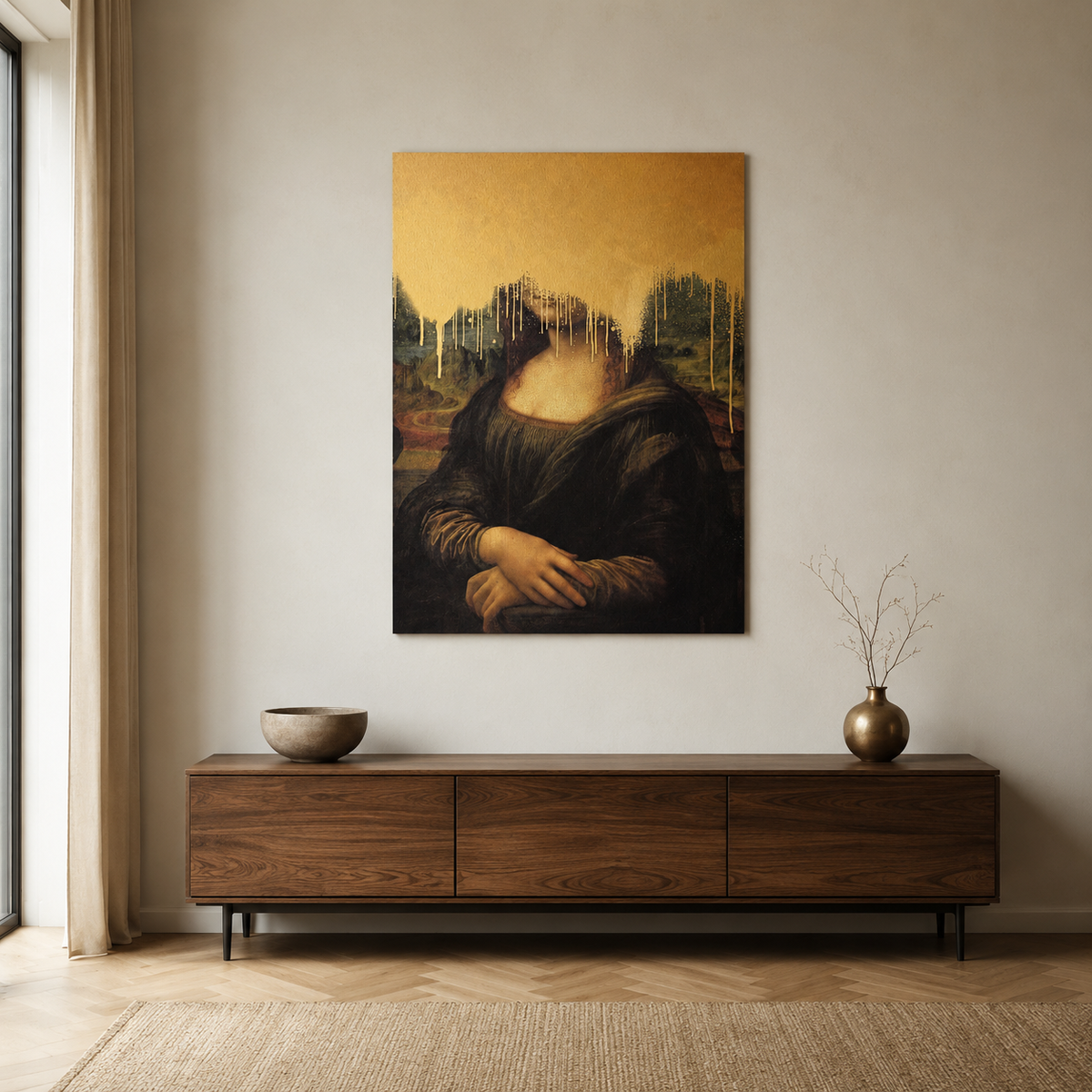 The Gilded Void — A Golden Mona Lisa Reimagined