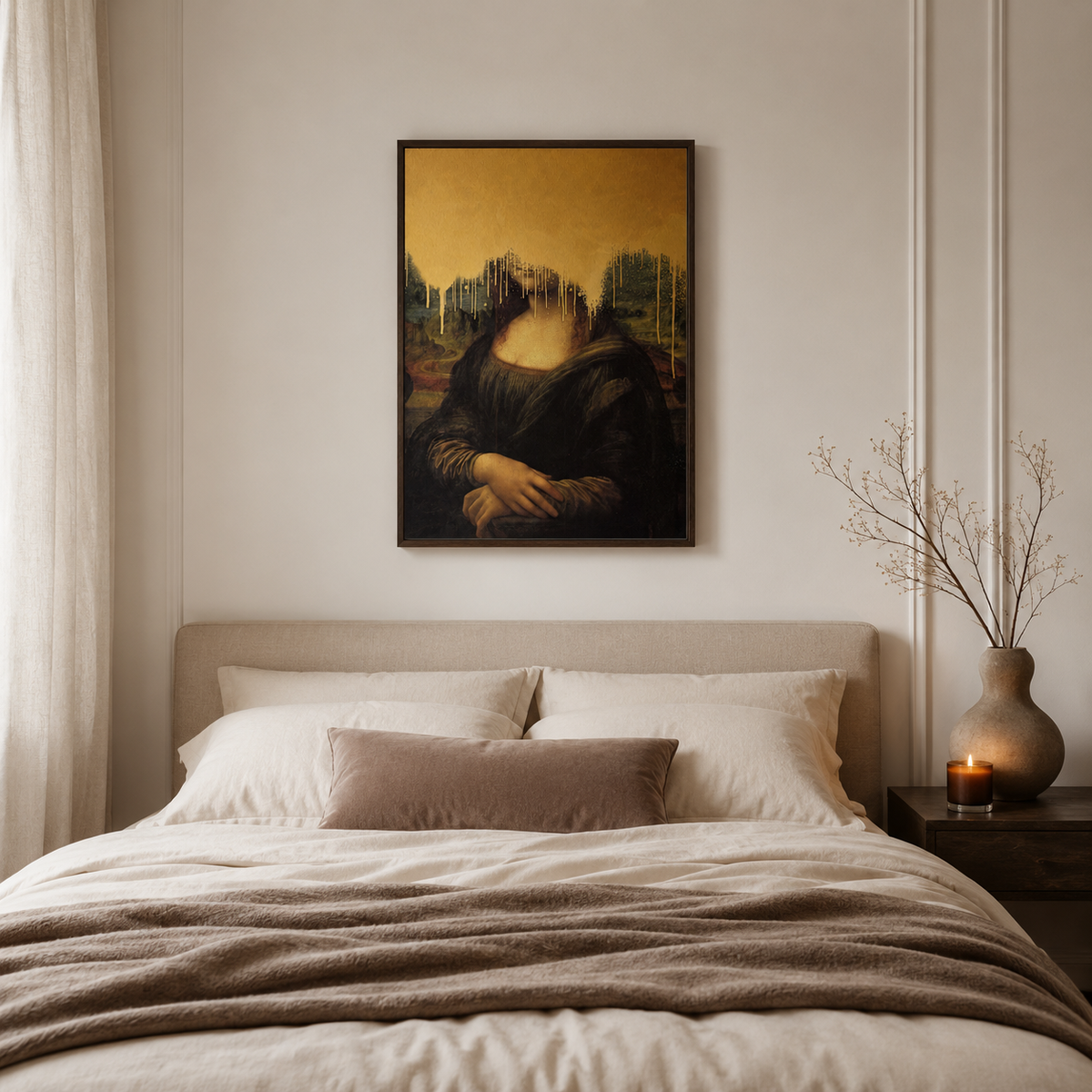 The Gilded Void — A Golden Mona Lisa Reimagined