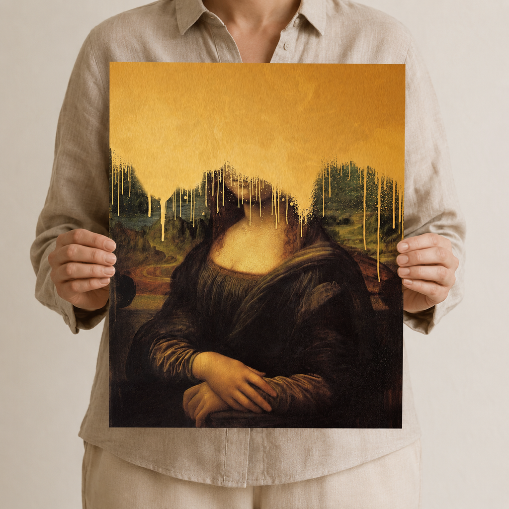 The Gilded Void — A Golden Mona Lisa Reimagined