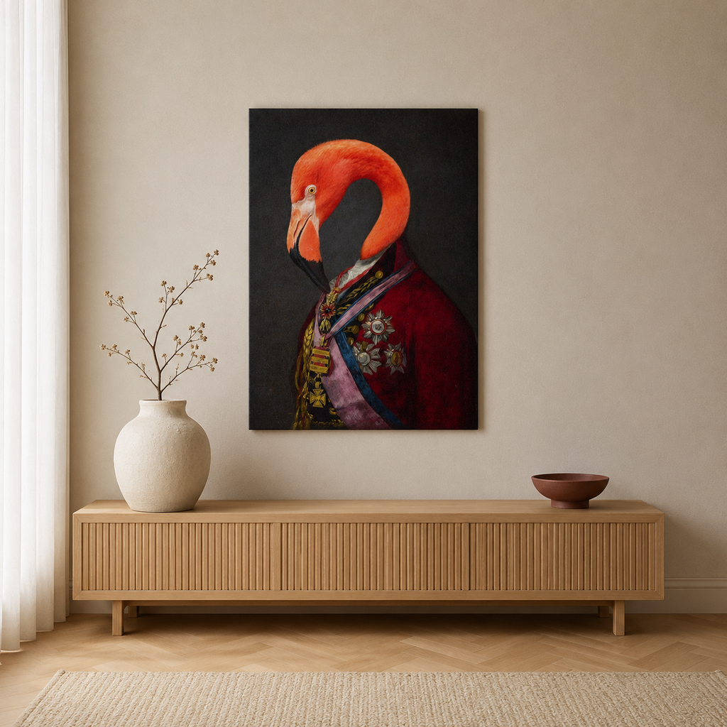 The Flamingo General — A Renaissance Animal Portrait