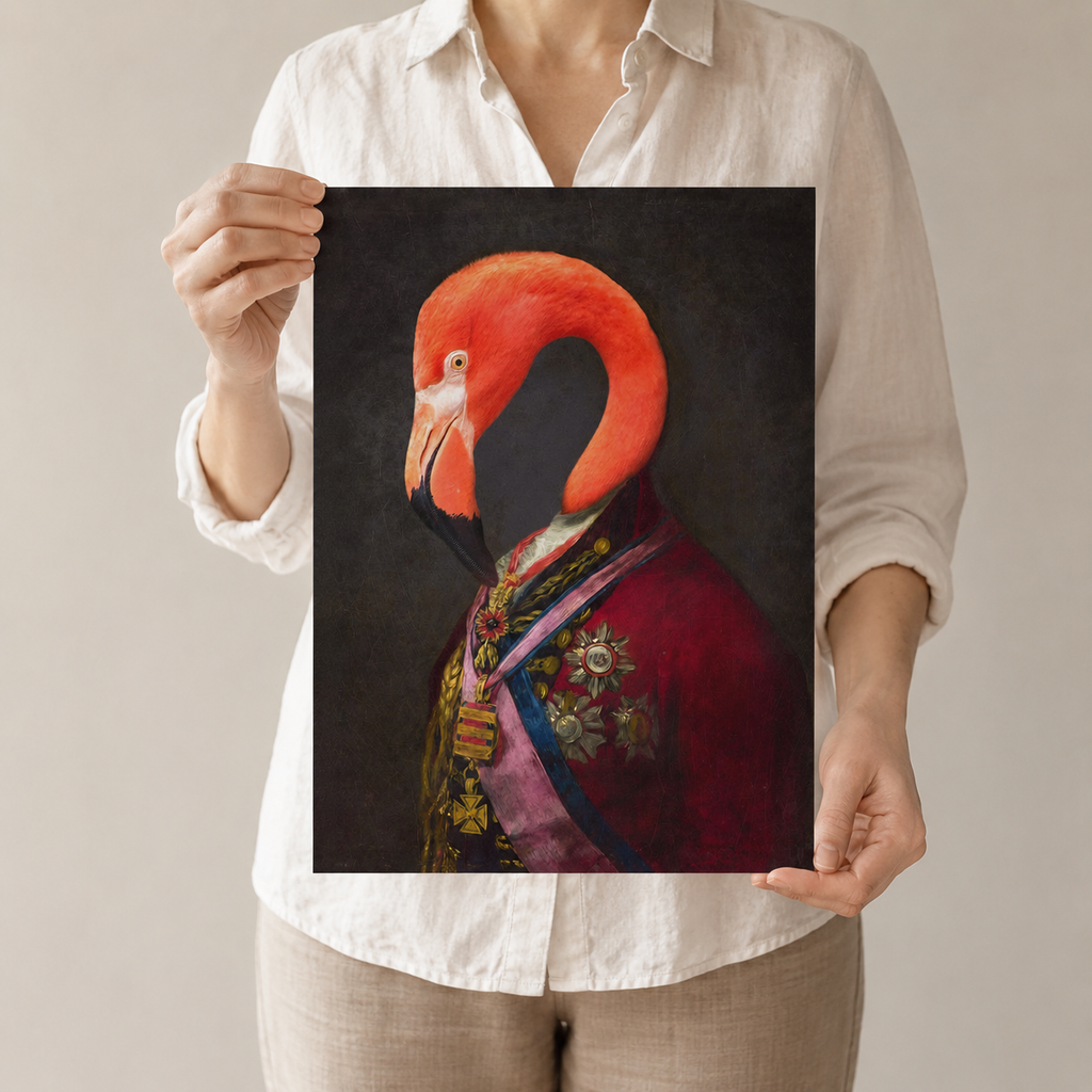 The Flamingo General — A Renaissance Animal Portrait