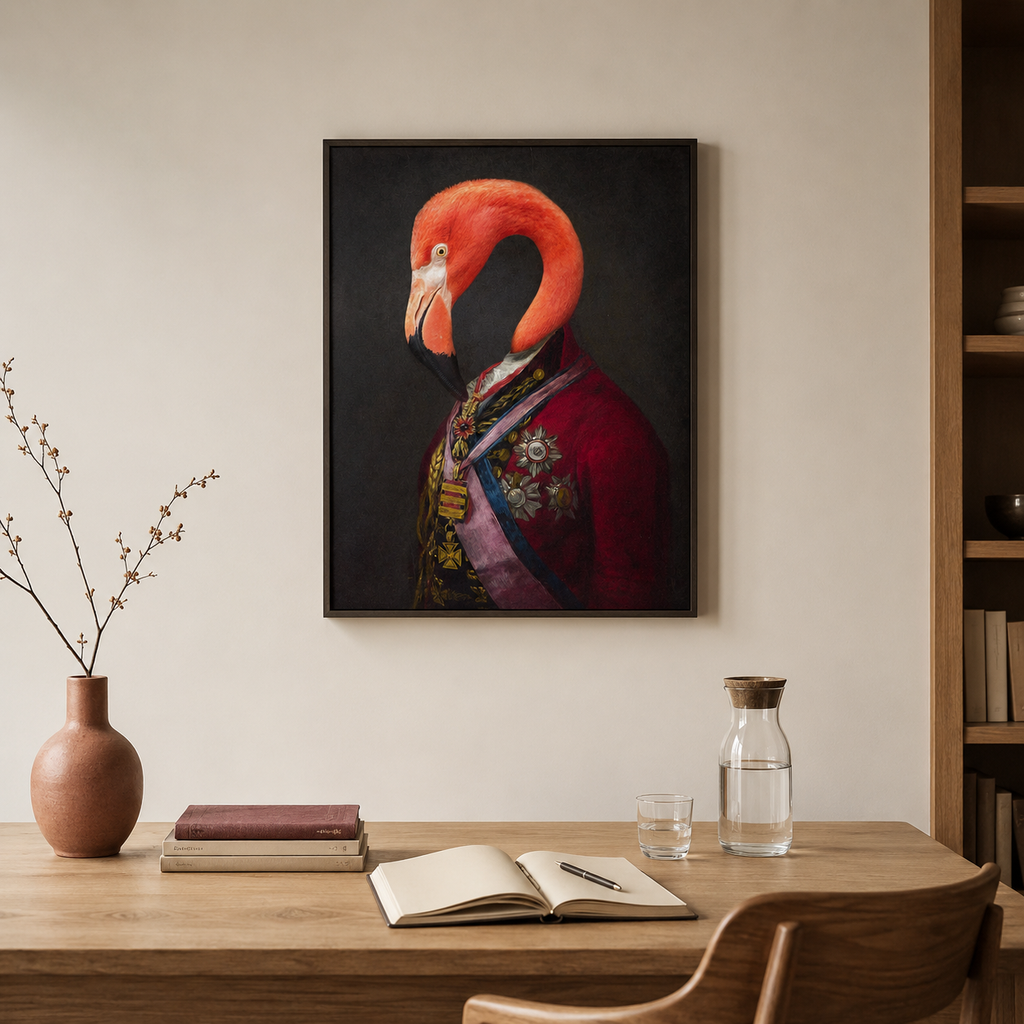 The Flamingo General — A Renaissance Animal Portrait