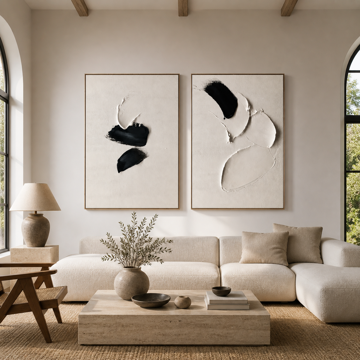Black and White Textured Wall Art