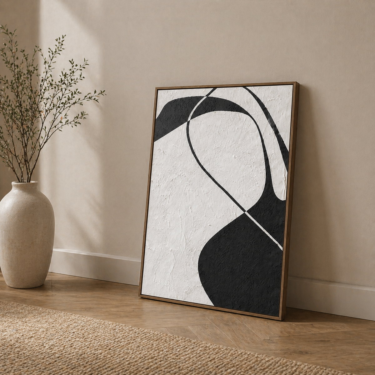 Black and Beige Abstract Wall Art