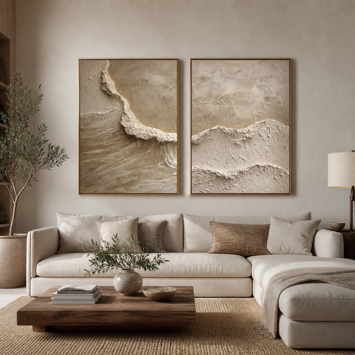 Beige Wave Wall Art