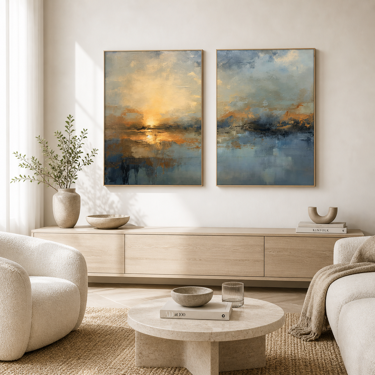 Sunset Abstract Wall Art Set of 2