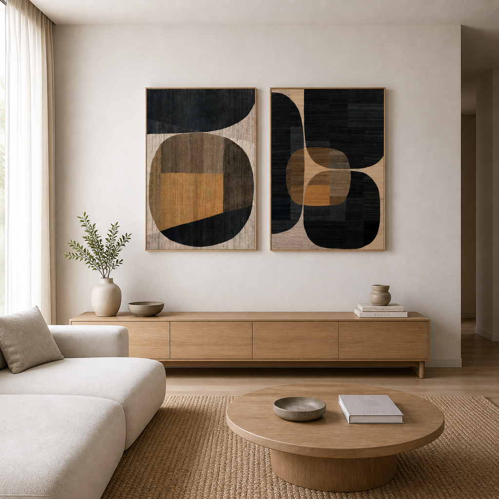 Orange Abstract Wall Art Set of 2
