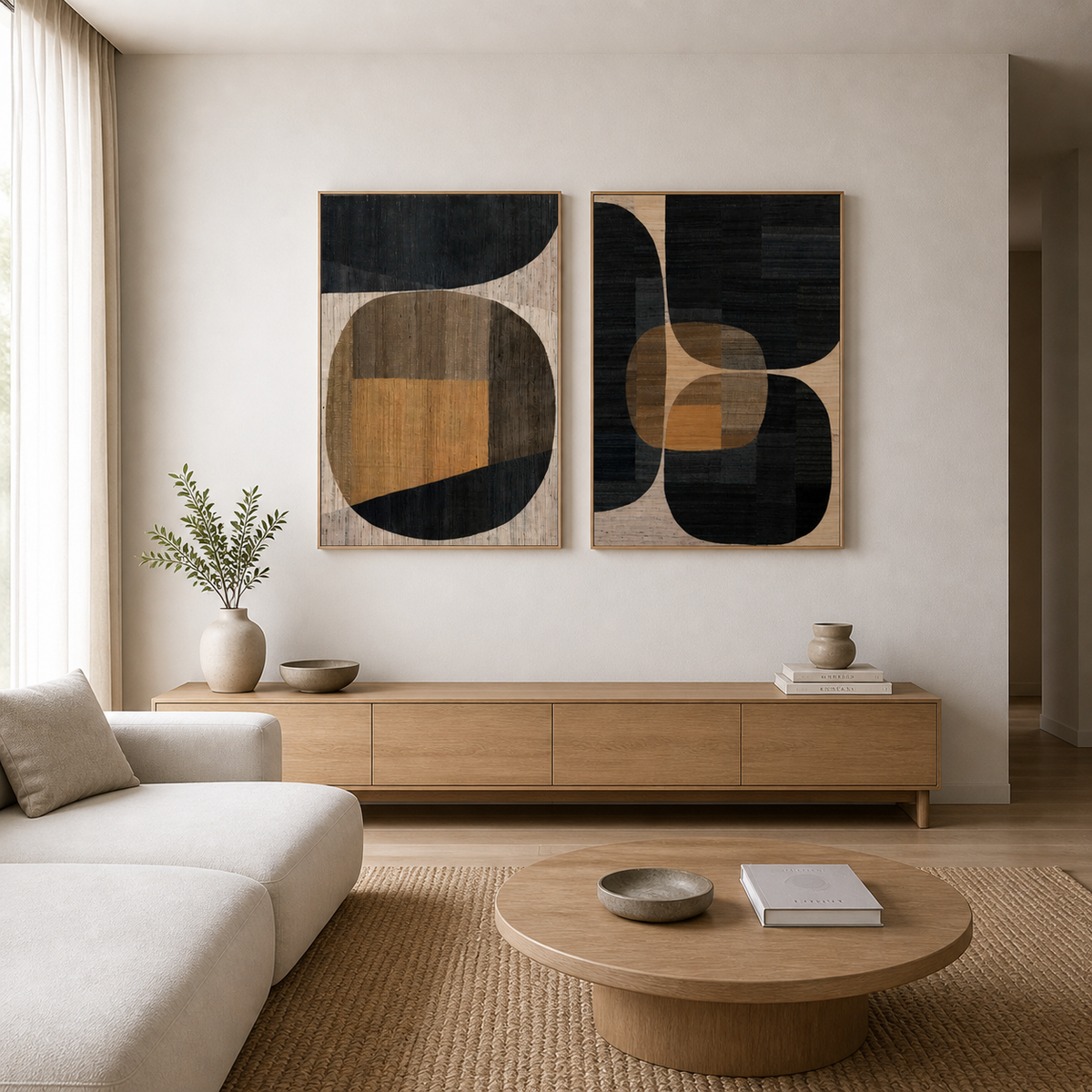 Orange Abstract Wall Art Set of 2