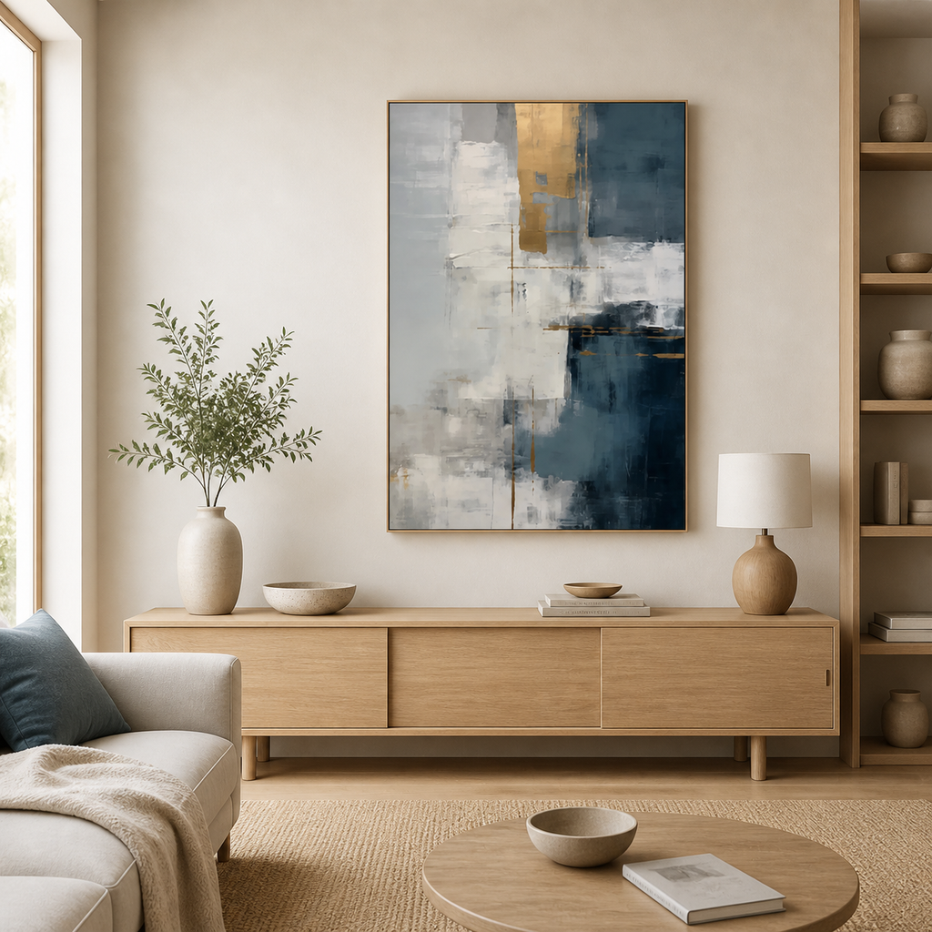 Blue and White Abstract Wall Art