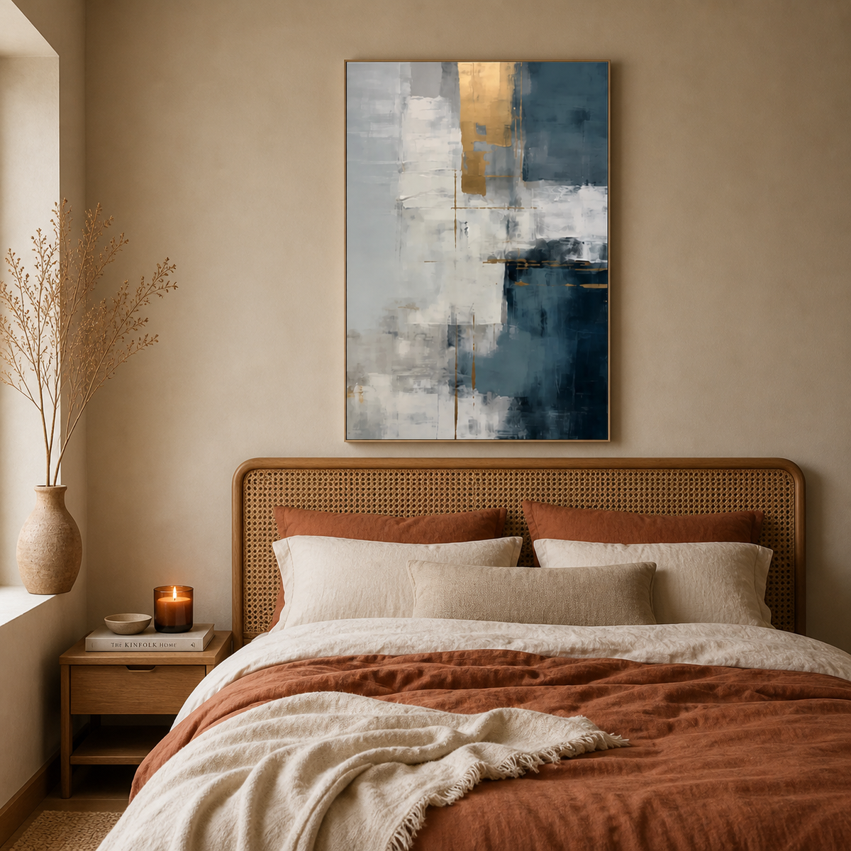 Blue and White Abstract Wall Art