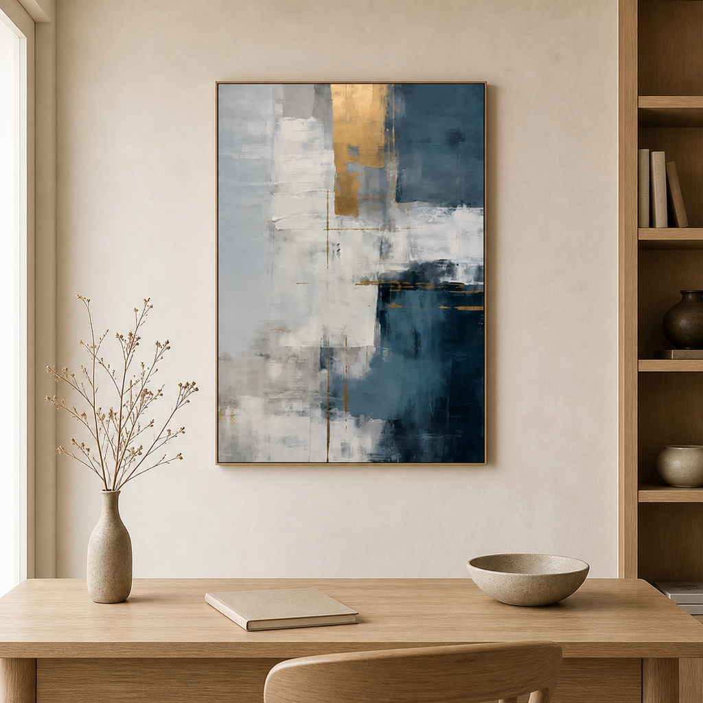 Blue and White Abstract Wall Art