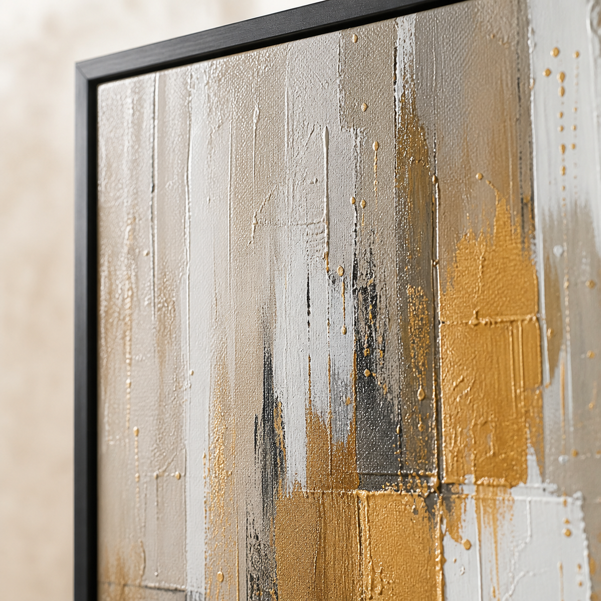 Gold and White Abstract Wall Art