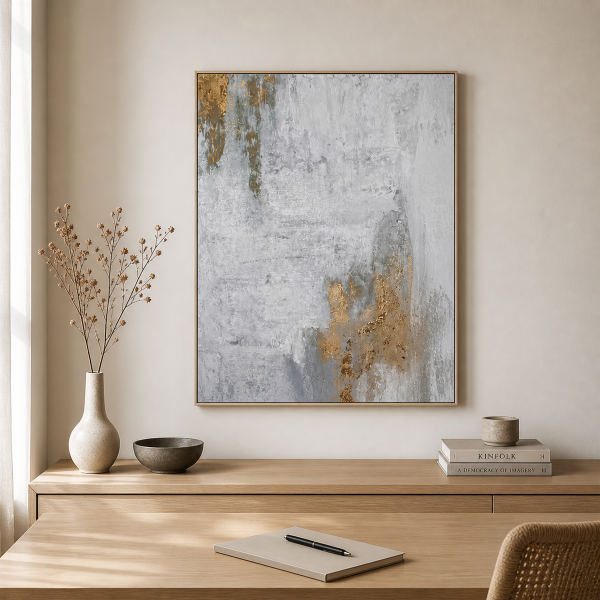 Grey and Gold Abstract Wall Art Set of 2