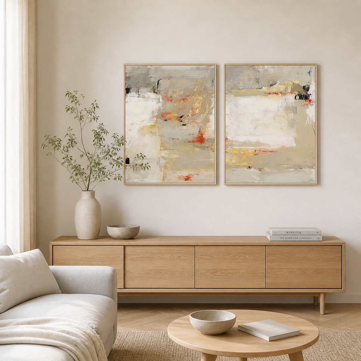 Beige Abstract Wall Art Set of 2