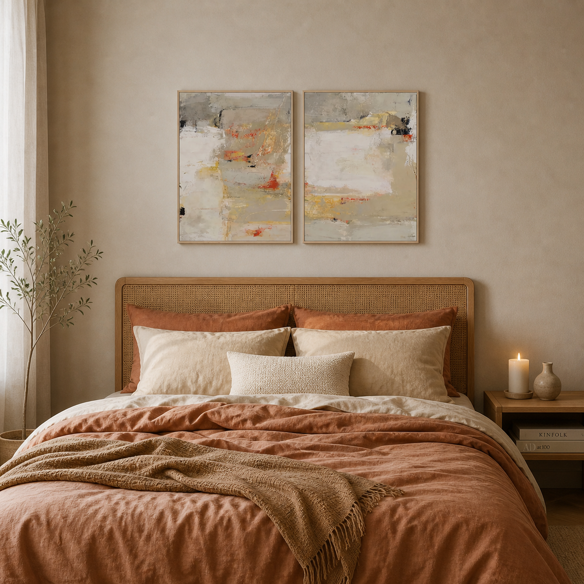 Beige Abstract Wall Art Set of 2