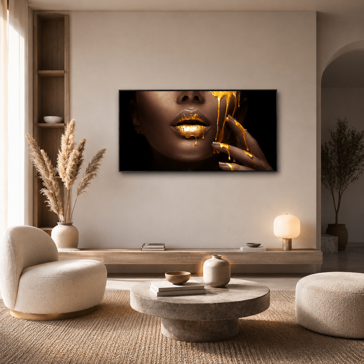 Gold Lips Wall Art