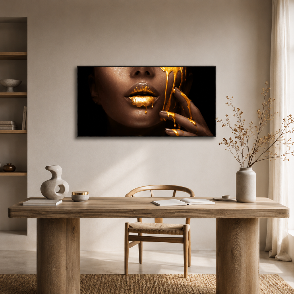 Gold Lips Wall Art