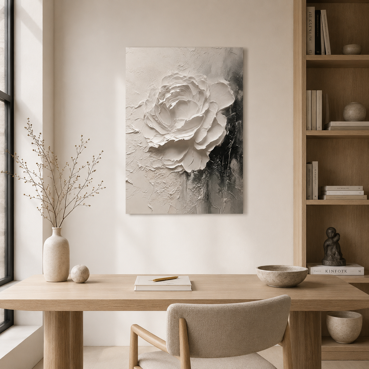 White Rose in Shadow — A Study in Contrast
