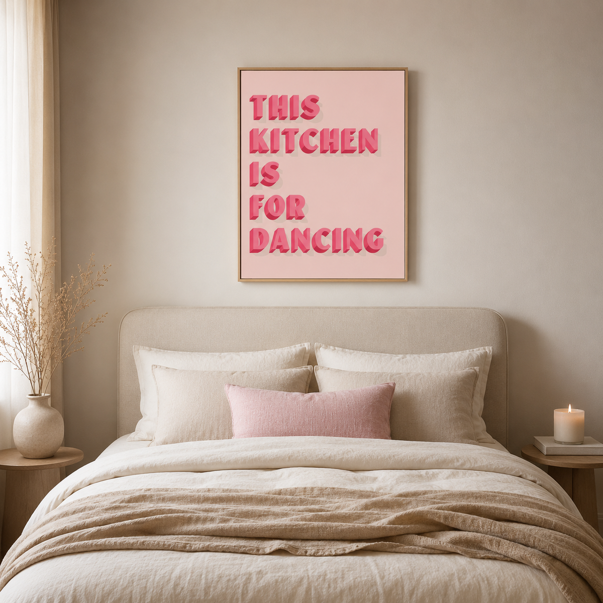 This Kitchen is for Dancing — Pink Quote Print