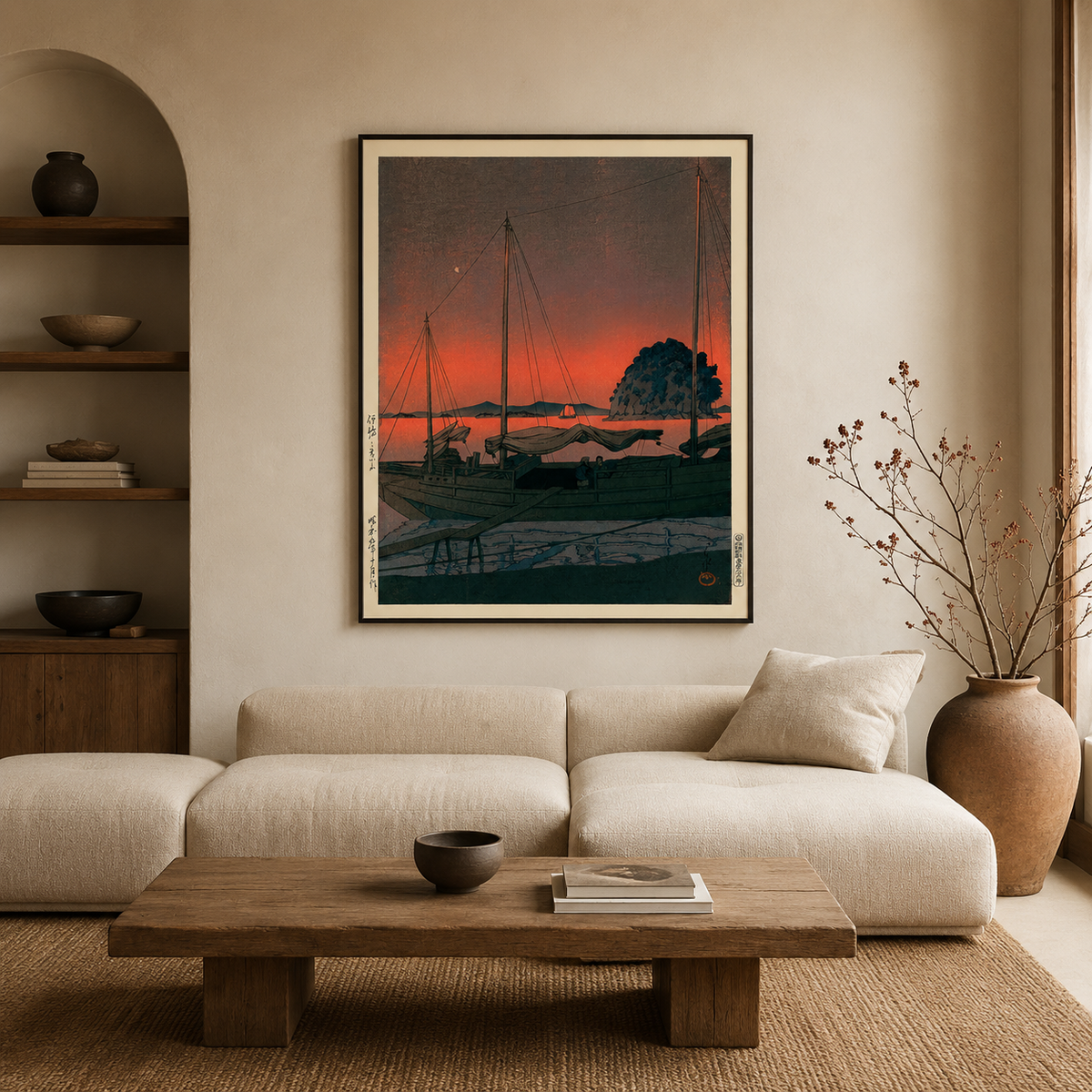 Red Sky at Night — After Kawase Hasui