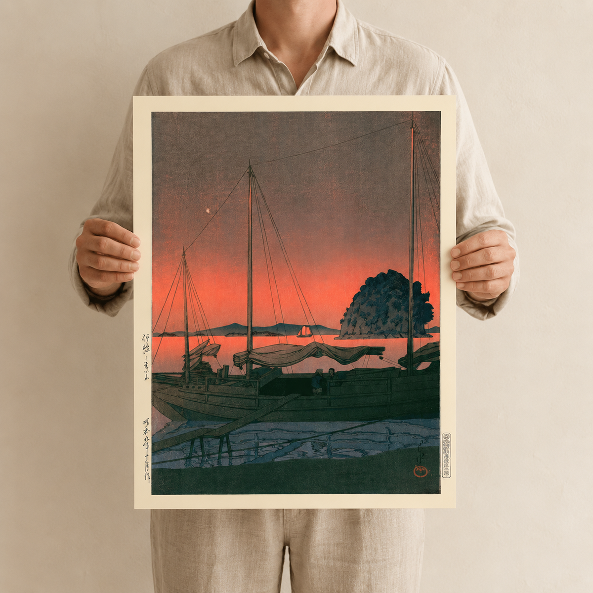 Red Sky at Night — After Kawase Hasui